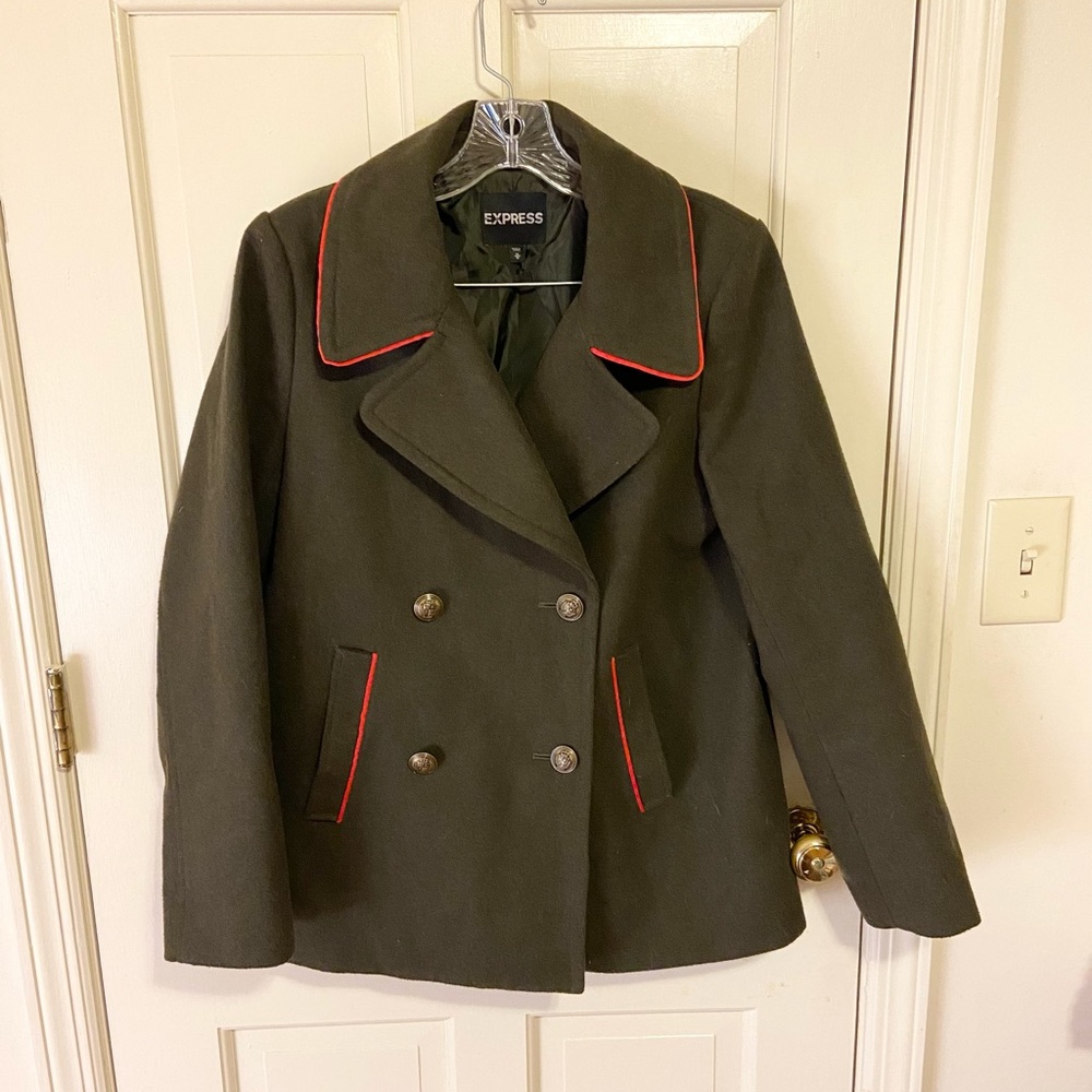 Express dark gray preppy womens peacoat